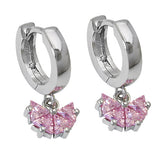 Creole 19x8mm Klappscharnier Schmetterling Zirkonia pink Silber 925