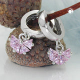 Creole 19x8mm Klappscharnier Schmetterling Zirkonia pink Silber 925