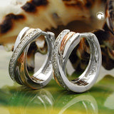 Creole Klappscharnier 15x5,5mm bicolor rotvergoldet Zirkonia rhodiniert Silber 925