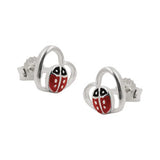 Stecker 8mm Kinderohrring Marienkäfer im Herz Silber 925