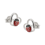 Stecker 8mm Kinderohrring Marienkäfer im Herz Silber 925