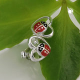 Stecker 8mm Kinderohrring Marienkäfer im Herz Silber 925