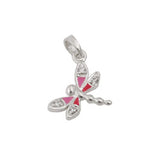 Anhänger 9x12mm Libelle mit Zirkonia rosa lackiert Silber 925