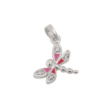 Anhänger 9x12mm Libelle mit Zirkonia rosa lackiert Silber 925
