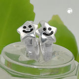 Creole 10x2mm Klappscharnier Stern mit Gesicht Silber 925