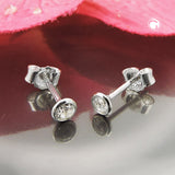 Stecker 3,5mm Zirkonia weiß rund gefasst Silber 925