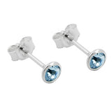 Stecker 4mm Zirkonia aquamarinfarben Silber 925