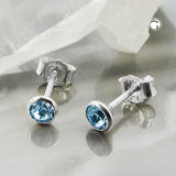 Stecker 4mm Zirkonia aquamarinfarben Silber 925