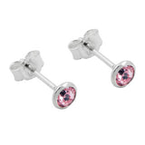 Stecker 4mm Zirkonia pink Silber 925