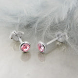 Stecker 4mm Zirkonia pink Silber 925