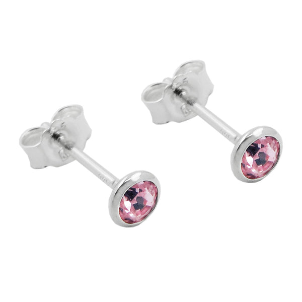 Stecker 4mm Zirkonia pink Silber 925