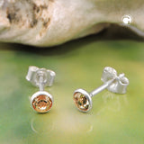 Stecker 4mm Zirkonia champagnerfarben Silber 925