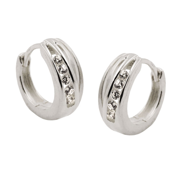 Creole 11x5mm Zirkonia matt-glänzend Silber 925