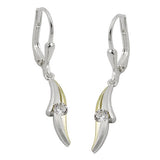 Ohrbrisur Ohrhänger Ohrringe 30x4mm mit Zirkonia bicolor vergoldet matt-glänzend Silber 925