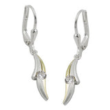 Ohrbrisur Ohrhänger Ohrringe 30x4mm mit Zirkonia bicolor vergoldet matt-glänzend Silber 925