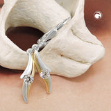 Ohrbrisur Ohrhänger Ohrringe 30x4mm mit Zirkonia bicolor vergoldet matt-glänzend Silber 925