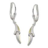 Ohrbrisur Ohrhänger Ohrringe 30x4mm mit Zirkonia bicolor vergoldet matt-glänzend Silber 925