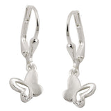 Ohrbrisur Ohrhänger Ohrringe 23x7mm Schmetterling mit Zirkonia matt-glänzend Silber 925