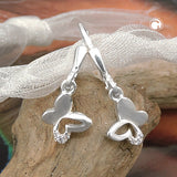 Ohrbrisur Ohrhänger Ohrringe 23x7mm Schmetterling mit Zirkonia matt-glänzend Silber 925