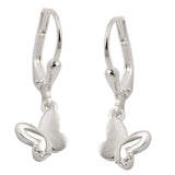 Ohrbrisur Ohrhänger Ohrringe 23x7mm Schmetterling mit Zirkonia matt-glänzend Silber 925