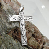 Anhänger 30x22mm Kreuz mit Jesus antik geschwärzt Silber 925