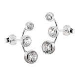 Stecker 16x6mm mit je 3 Zirkonias Silber 925