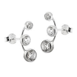Stecker 16x6mm mit je 3 Zirkonias Silber 925