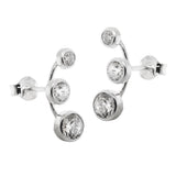 Stecker 16x6mm mit je 3 Zirkonias Silber 925