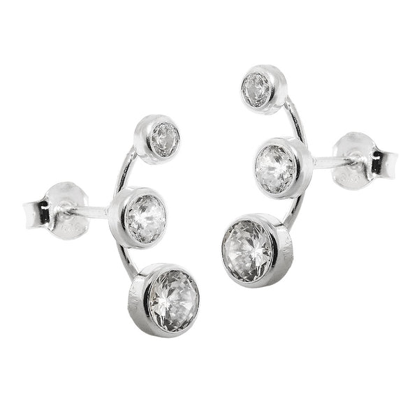 Stecker 16x6mm mit je 3 Zirkonias Silber 925