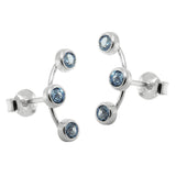 Stecker 15x3mm mit je 3 Zirkonias aquamarinfarben Silber 925