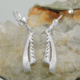 Ohrbrisur Ohrhänger Ohrringe 34x6mm matt-glänzend diamantiert Silber 925