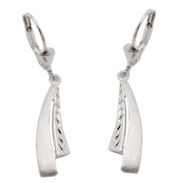 Ohrbrisur Ohrhänger Ohrringe 34x6mm matt-glänzend diamantiert Silber 925