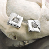 Stecker 6x6mm Viereck matt-glänzend mit Zirkonia Silber 925