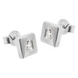 Stecker 6x6mm Viereck matt-glänzend mit Zirkonia Silber 925