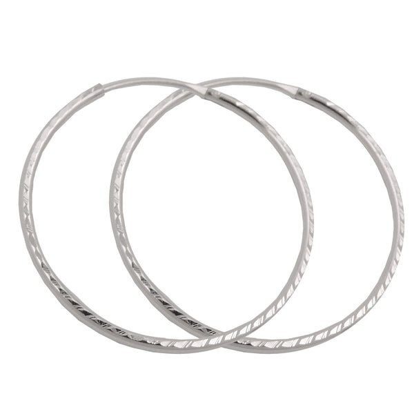 Creole 33mm Drahtcreole mit Steckverschluss diamantiert Silber 925