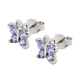 Stecker 7x8mm Schmetterling mit Zirkonias lila lavendel Silber 925