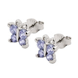Stecker 7x8mm Schmetterling mit Zirkonias lila lavendel Silber 925