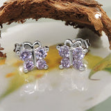 Stecker 7x8mm Schmetterling mit Zirkonias lila lavendel Silber 925