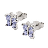 Stecker 7x8mm Schmetterling mit Zirkonias lila lavendel Silber 925