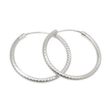 Creole 25mm Drahtcreole mit Steckverschluss diamantiert Silber 925
