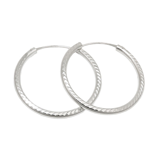 Creole 25mm Drahtcreole mit Steckverschluss diamantiert Silber 925