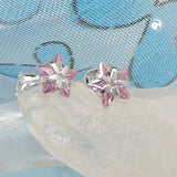 Stecker 6mm Stern Zirkonia rosa Silber 925