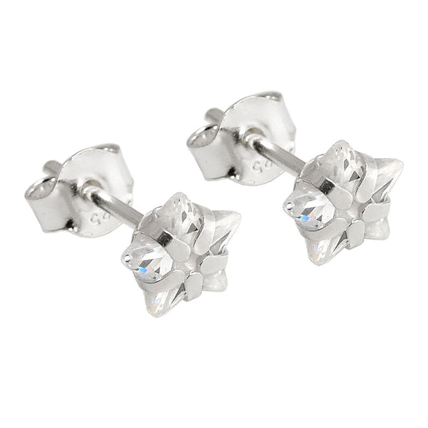 Stecker 6mm Stern Zirkonia weiß Silber 925