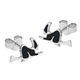 Stecker 6x12mm Kinderohrring Hexe schwarz-emailliert Silber 925
