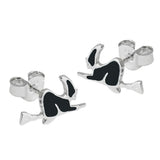 Stecker 6x12mm Kinderohrring Hexe schwarz-emailliert Silber 925