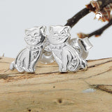 Stecker 8x6mm sitzende Katze glänzend Silber 925