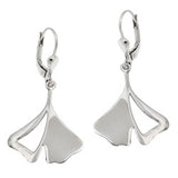 Ohrbrisur Ohrhänger Ohrringe 37x19mm Ginkgo-Blatt rhodiniert glänzend Silber 925