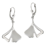 Ohrbrisur Ohrhänger Ohrringe 37x19mm Ginkgo-Blatt rhodiniert glänzend Silber 925
