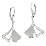 Ohrbrisur Ohrhänger Ohrringe 37x19mm Ginkgo-Blatt rhodiniert glänzend Silber 925