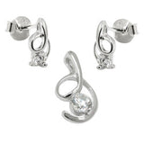 Set 14x8mm Anhänger und 8x5mm Ohrstecker mit Zirkonias glänzend rhodiniert Silber 925